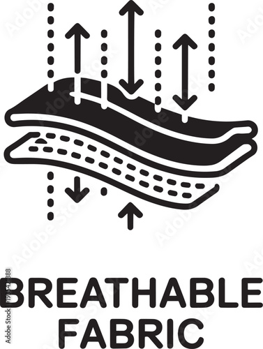 Illustration of breathable fabric technology showing air circulation through material layers