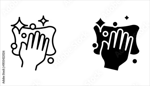 Wash your hands icons set. Hand washing icons set. Hand drawing with water tap, drop, soap bubble sign, vector illustration