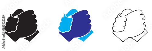  Handshake Icon. Set of heart and handshake app icons representing trust, partnership, love, and cooperation in business, charity, and community support concepts.