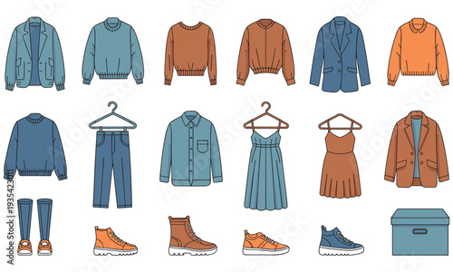 Men’s Casual Clothing Collection Illustration – Jackets, Sweaters and Outfit Set