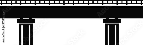 Highway bridge side view silhouette vector, modern overpass transportation infrastructure isolated on white background illustration