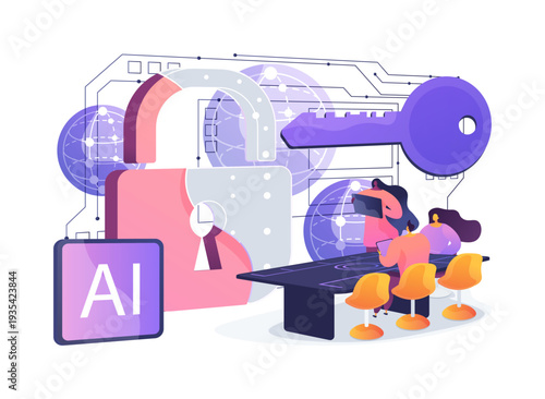 Quantum Encryption Key Distribution abstract concept vector illustration.