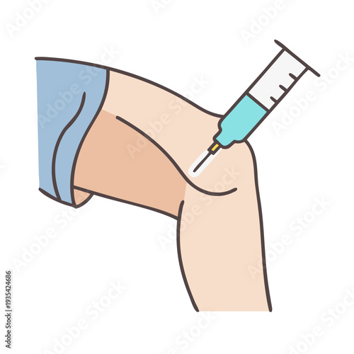 Person applying injection in the thigh or leg
