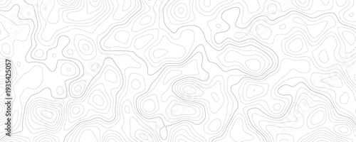 Seamless abstract topographic map background with contour lines representing elevation changes and terrain