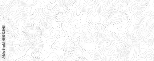 Abstract topographic map texture with contour lines and dashed lines for elevation and terrain representation