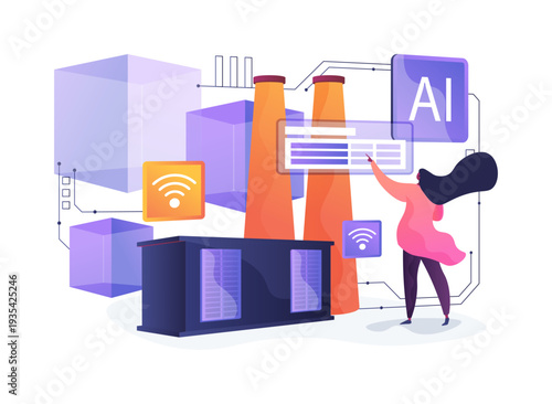 Blockchain IoT Integration abstract concept vector illustration.