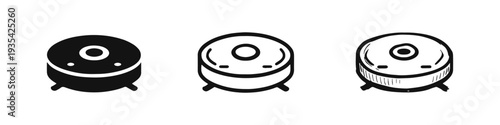 Robot Vacuum Cleaner Icons: Solid, Outline, and Hand-Drawn Sketch Styles for Smart Home Cleaning Devices