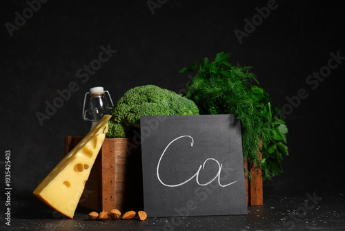 Chalkboard with symbol Ca a...