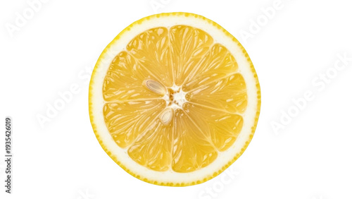 Isolated slice of lemon for a refreshing drink, natural citrus fruit, healthy diet concept