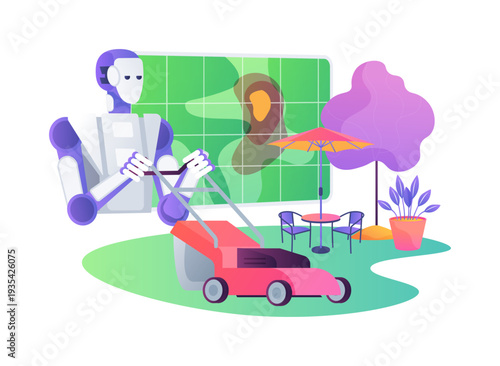 Robotic Gardening Helper abstract concept vector illustration.