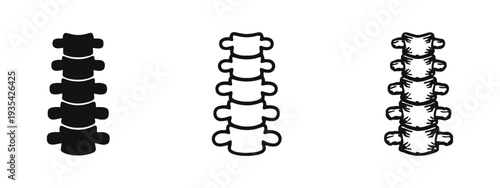 Human Spine Vertebrae Hand Drawn Doodle Icon Set. Skeletal System Design.