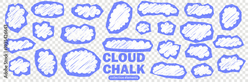 Drawn paper cloud with pastel draw pencil and hand crayon scrapbook.