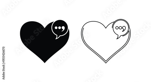 Chat hearts love communication icons Vector