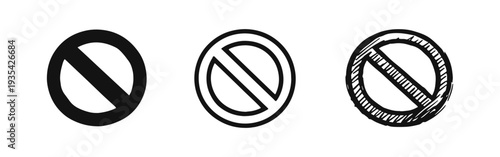 Forbidden Sign Icon Set: No Entry or Prohibition Symbol for Restriction, Warning, and Safety Messages