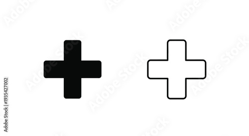 Modern plus sign icons set Vector