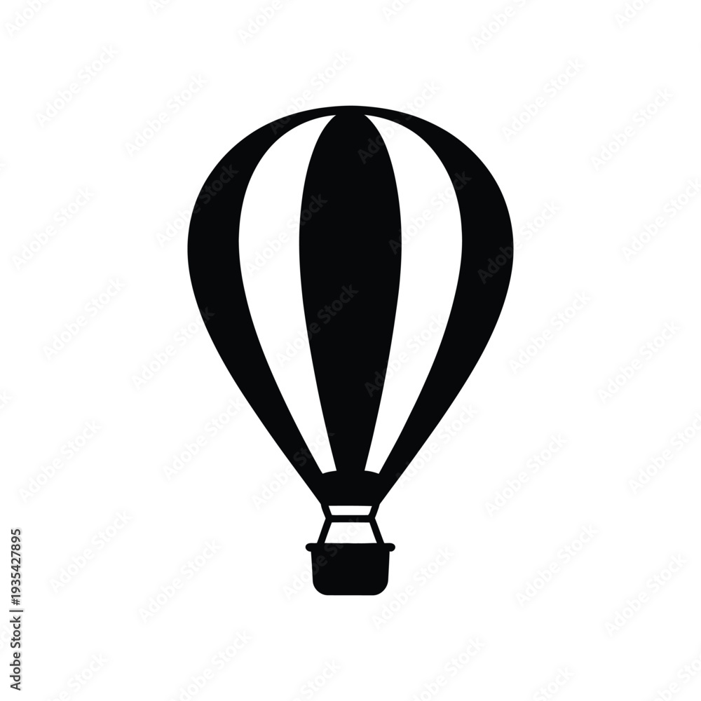 Obraz premium Hot air balloon silhouette icon. Sky flight travel and adventure vector illustration.