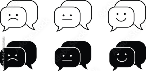 icon, speech, bubble, emotions, communication, expression, chat, talk, message, comment, feedback, reaction, emoticon, smiley, frown, neutral, happy, sad, angry, dialogue, conversation, interface, use