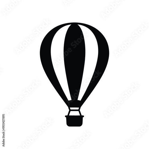 Hot air balloon silhouette icon. Sky flight travel and adventure vector illustration.