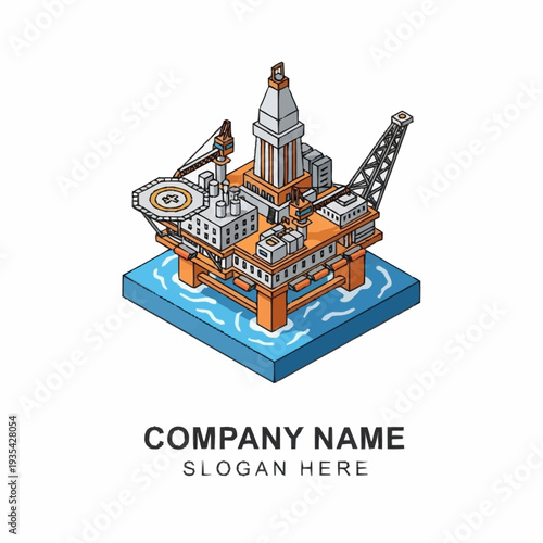 Isometric Oil Rig Platform Structure.