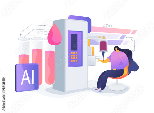 Robotic Blood Sampling Device abstract concept vector illustration.