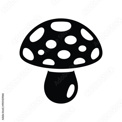 Mushroom silhouette icon. Forest toxic amanita fungus vector illustration.