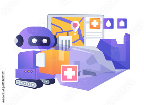 Emergency Response Robot abstract concept vector illustration.