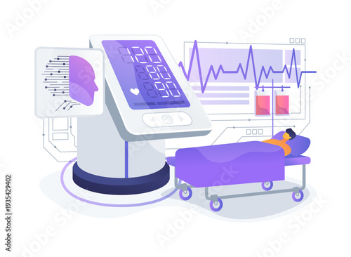 ICU Monitoring Robot abstract concept vector illustration.