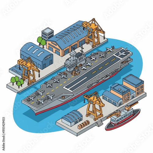 Aircraft Carrier in Dry Dock Facility.