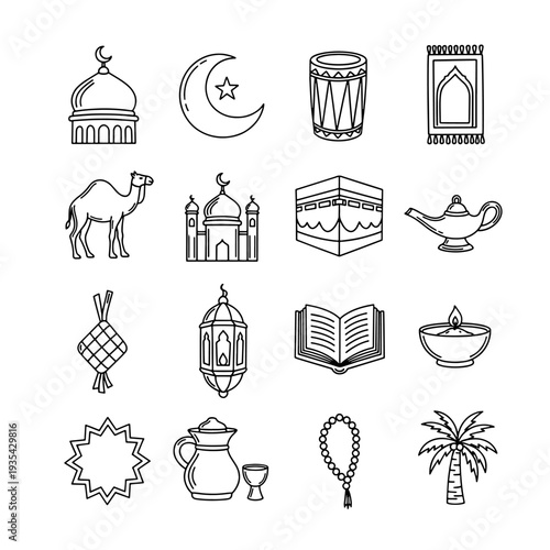 Collection of Islamic Hand Drawn Doodle