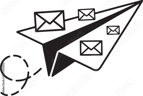 Paper Airplane with Envelopes Icon