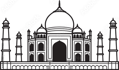Taj Mahal Illustration Iconic Indian Landmark Silhouette
