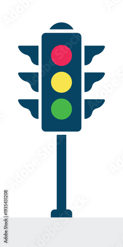 Traffic Light Signal Icon with Red Yellow Green Lights – Road Traffic Control Symbol for Transportation Systems, Urban Streets, Smart City Infrastructure and Driving Safety