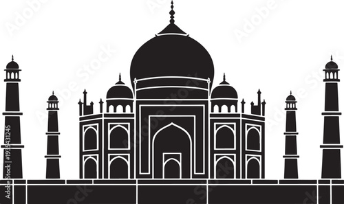 Taj Mahal Silhouette on Gradient Global Landmark Graphic