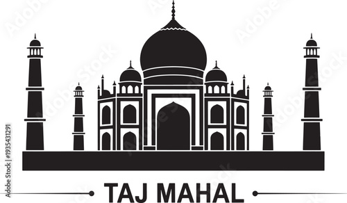 Taj Mahal Text Graphic Agra India Landmark