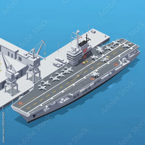 Aircraft Carrier Ship with Fighter Jets.