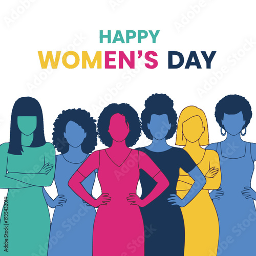 Diverse Women Standing Together on Womens Day.