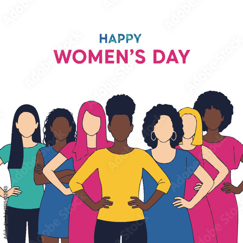 Diverse Women Standing Together International Womens Day.