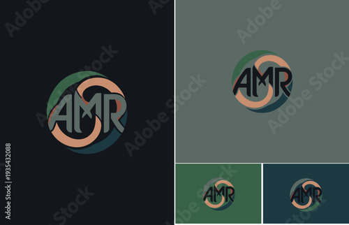 Vintage AMR Monogram Logo with Circular Interlocking Curves for Creative Branding