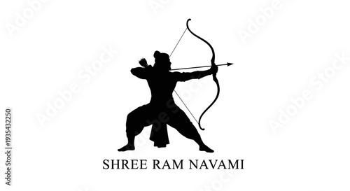 Shree ram navami logo with a silhouette of a person holding a bow and arrow