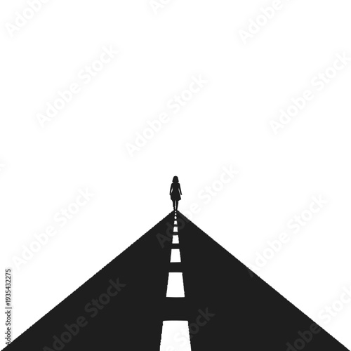 Silhouette of a Person Walking on Road.