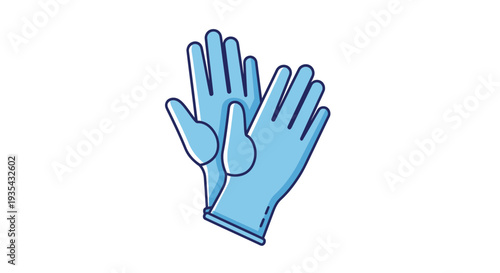 Blue Medical Gloves Icon - Healthcare Protection Symbol