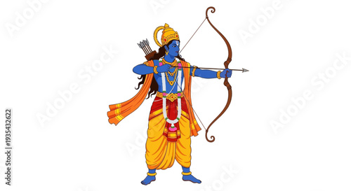 A blue and yellow character holding a bow and arrow