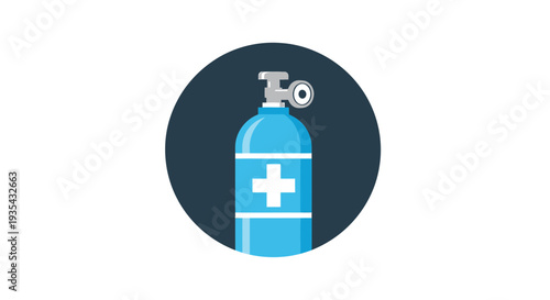 Medical Oxygen Tank Icon with Cross Symbol - Healthcare and Emergency Aid