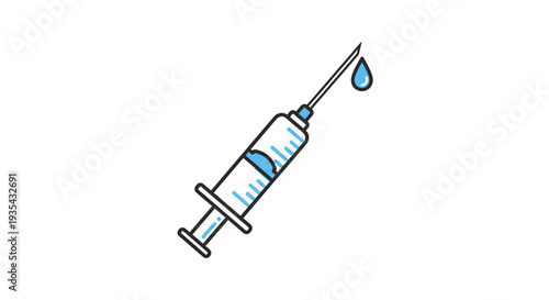 Medical syringe with liquid drop icon, healthcare, vaccination, injection symbol