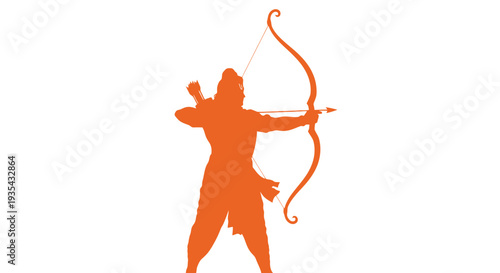 A silhouette of a person holding a bow and arrow