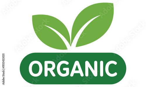 Organic product logo featuring green leaves symbolizing natural and eco-friendly products with a simple design.
