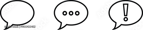 Speech bubble icons for chat message communication and notification alert symbols. Vector illustration