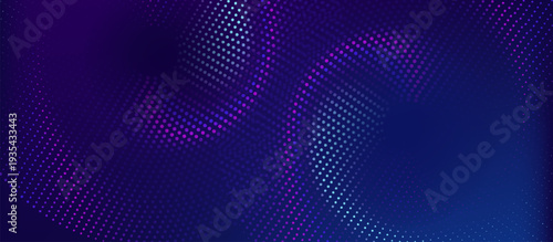 Modern Tech Presentation Background Featuring Spiral Dot Waves and Luminous Purple Blue Gradient Depth. Vector