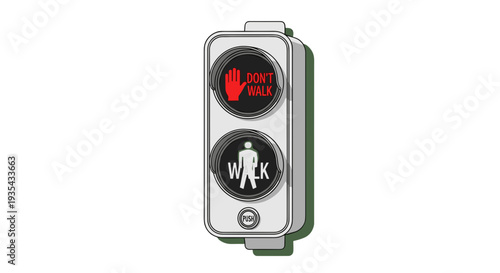 Pedestrian Traffic Light Vector Illustration: Safety & Obedience, Isolated on transparent background. Street Crossing Safety Sign with Walk, Don't Walk Signals.