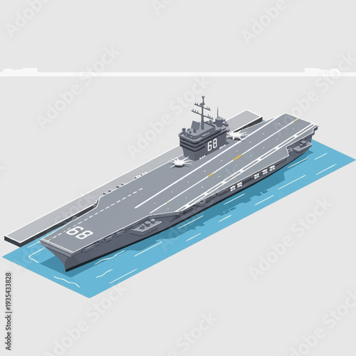 Aircraft Carrier Ship Model on Water.
